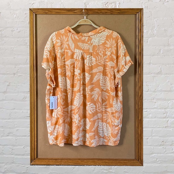 Sonoma Orange Leaf Print Shirt Size X Large - Picture 2 of 6